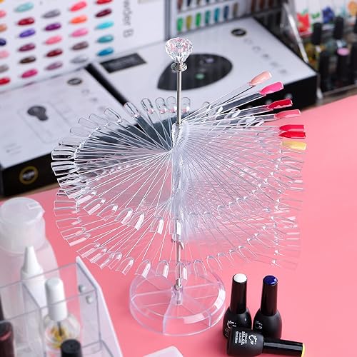 Miniatura 7 de NMKL38 120 piezas de estante de exhibición de color de uñas postizas transparentes, puntas de práctica de uñas postizas, soporte para uñas Solon