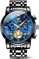 OLEVS Men's Luxury Big Face Watch - Waterproof Stainless Steel Quartz Analog with Luminous Multifunction Dial