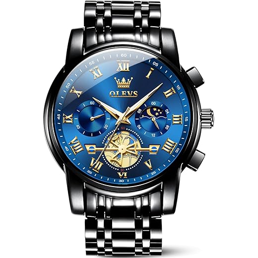 OLEVS Watches Men Waterproof Luxury Big Face Mens Watch Stainless Steel Quartz Analog Dress Watches for Men Luminous Multifunction Man Watch Relojes De Hombre