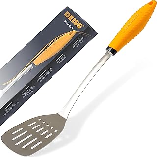 Deiss PRO Kitchen Grill Spatula Stainless Steel Heavy Duty Slotted Turner - 14.4" Metal Spatula for Cooking, Grilling Spat...