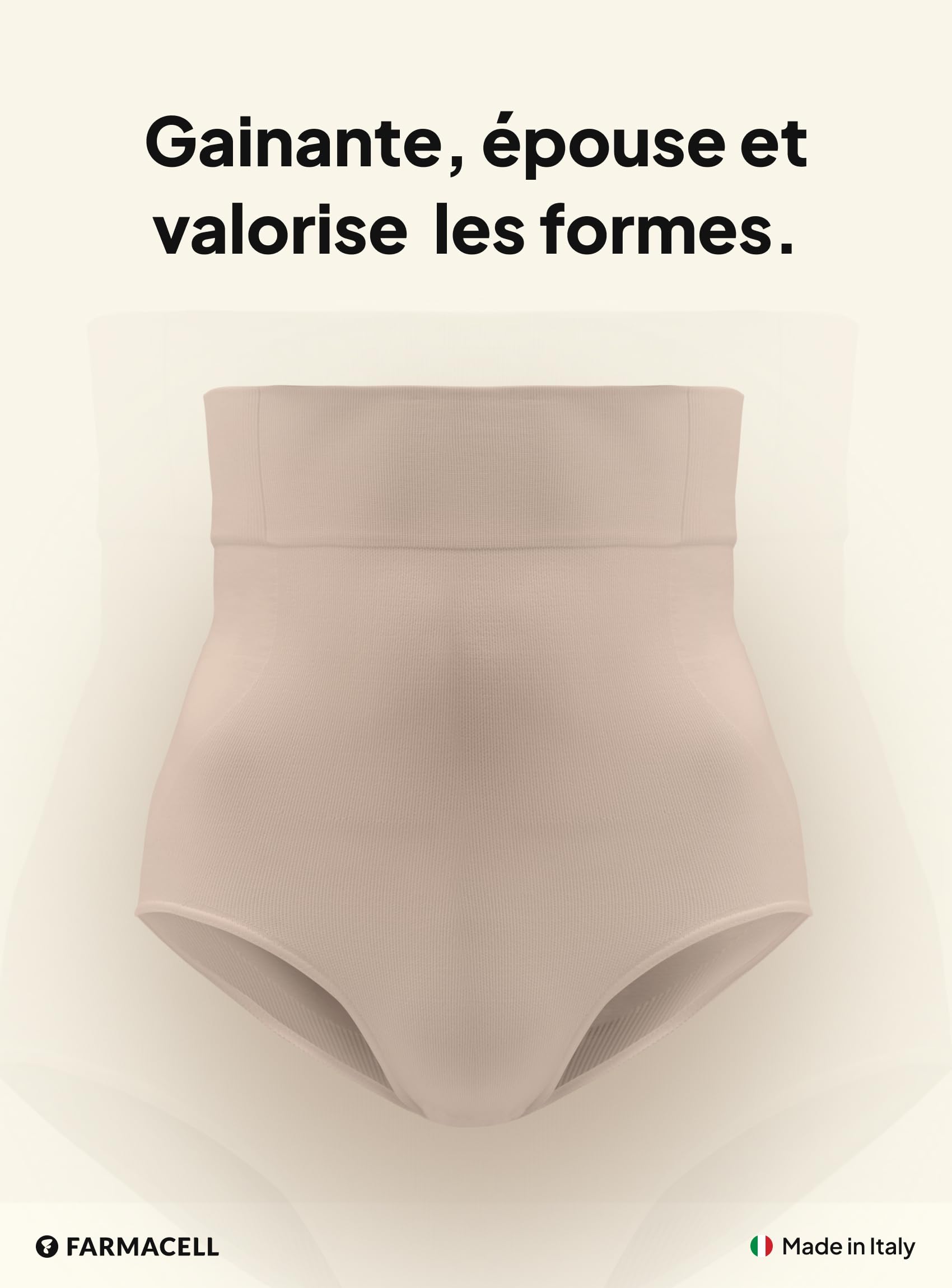 Farmacell Culotte Gainante Femme Taille Haute Effet Ventre Plat et Push-Up, Made in Italy, 601