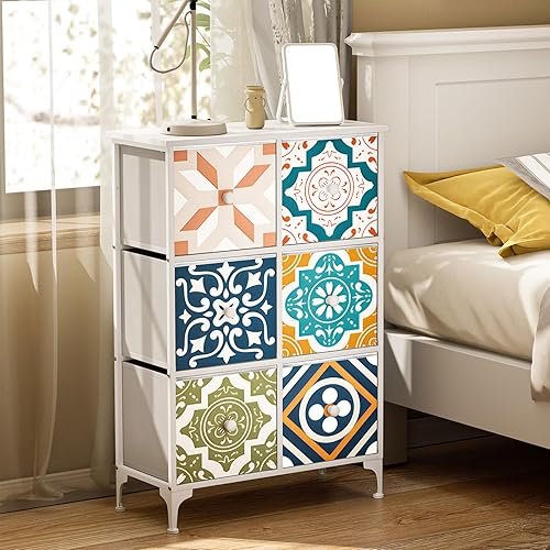 YILQQPER Cómoda para dormitorio, cómoda de estilo mediterráneo con 6 cajones, cómoda con parte superior y perilla de madera, para sala de estar,