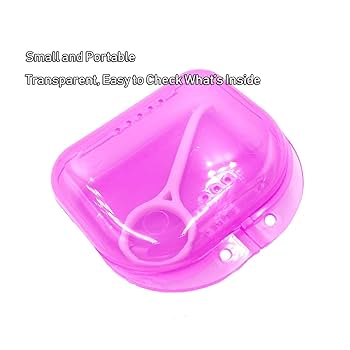 Amazon | 歯列矯正リテーナーケース 通気穴付き - 透明パープル
