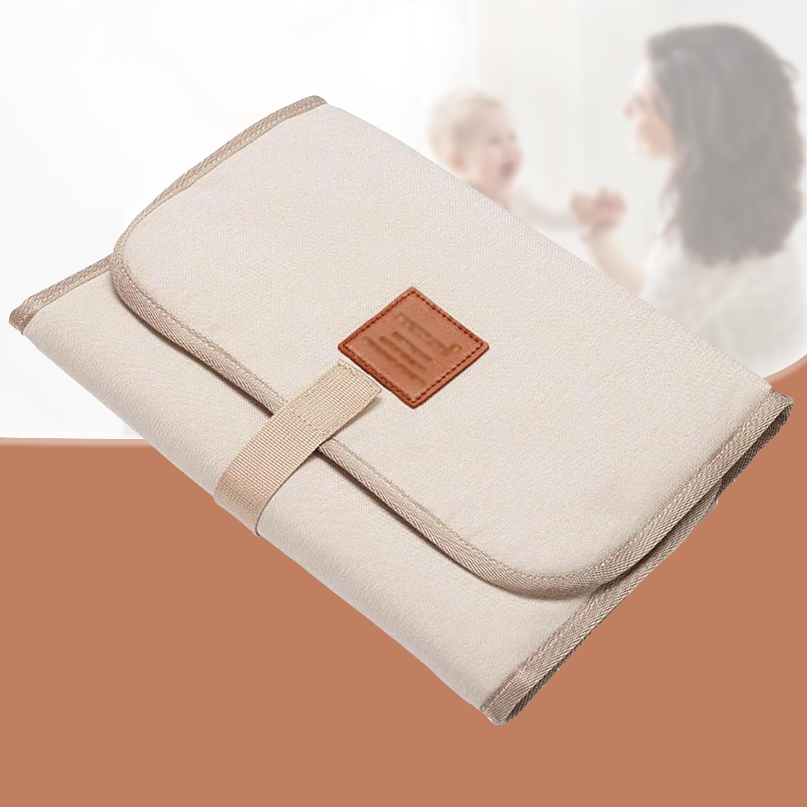 Materassino fasciatoio da viaggio pieghevole per neonati, colore: beige