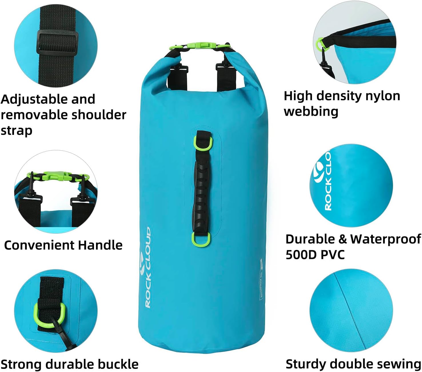 ROCK CLOUD Dry Bag Waterproof 20L Dry Sack for Kayaking Rafting Boating Beach Surfing Swimming Canoe Camping Hiking Fishing Ski - Image 5