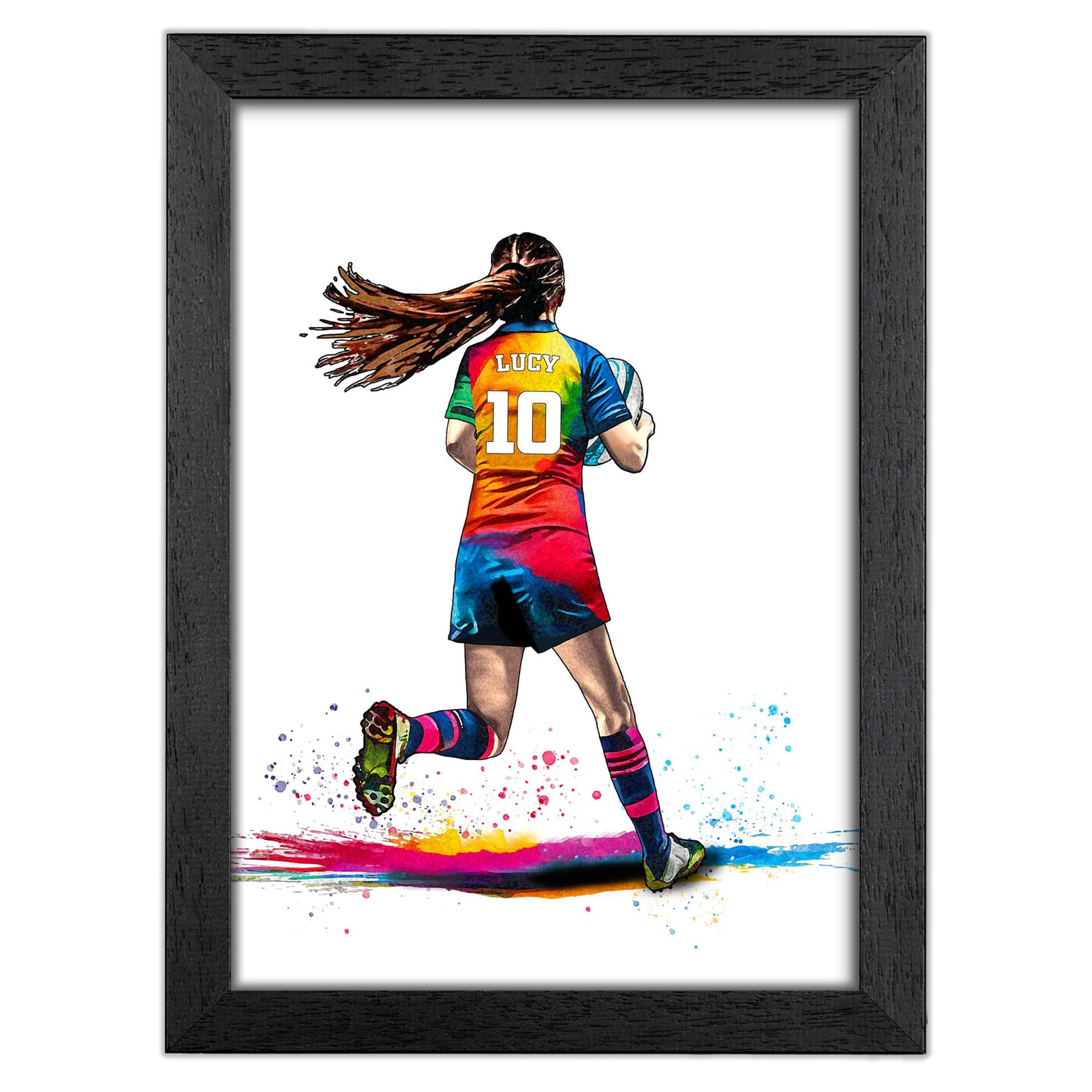 Personalised Girls Rugby Wall Art Poster - Rugby Gifts for Girls - Womens Rugby Gifts (Fine Art Print (Unframed))