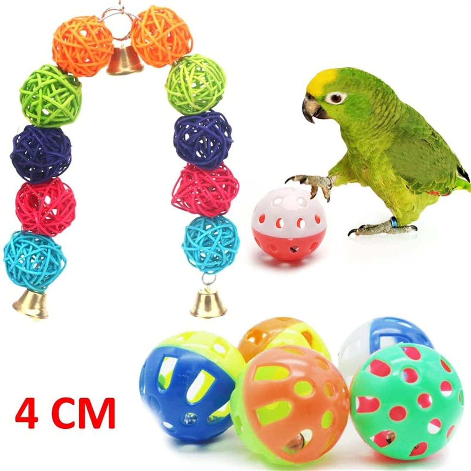 Vogelspielzeug 1. 4 STÜCK Papagei Käfig Kauspielzeug Vogel Spielzeug Vögel Zubehör Liefert Swing Weiche Leiter Luftleiter Holzperlen Ball Glocke Spielzeug
