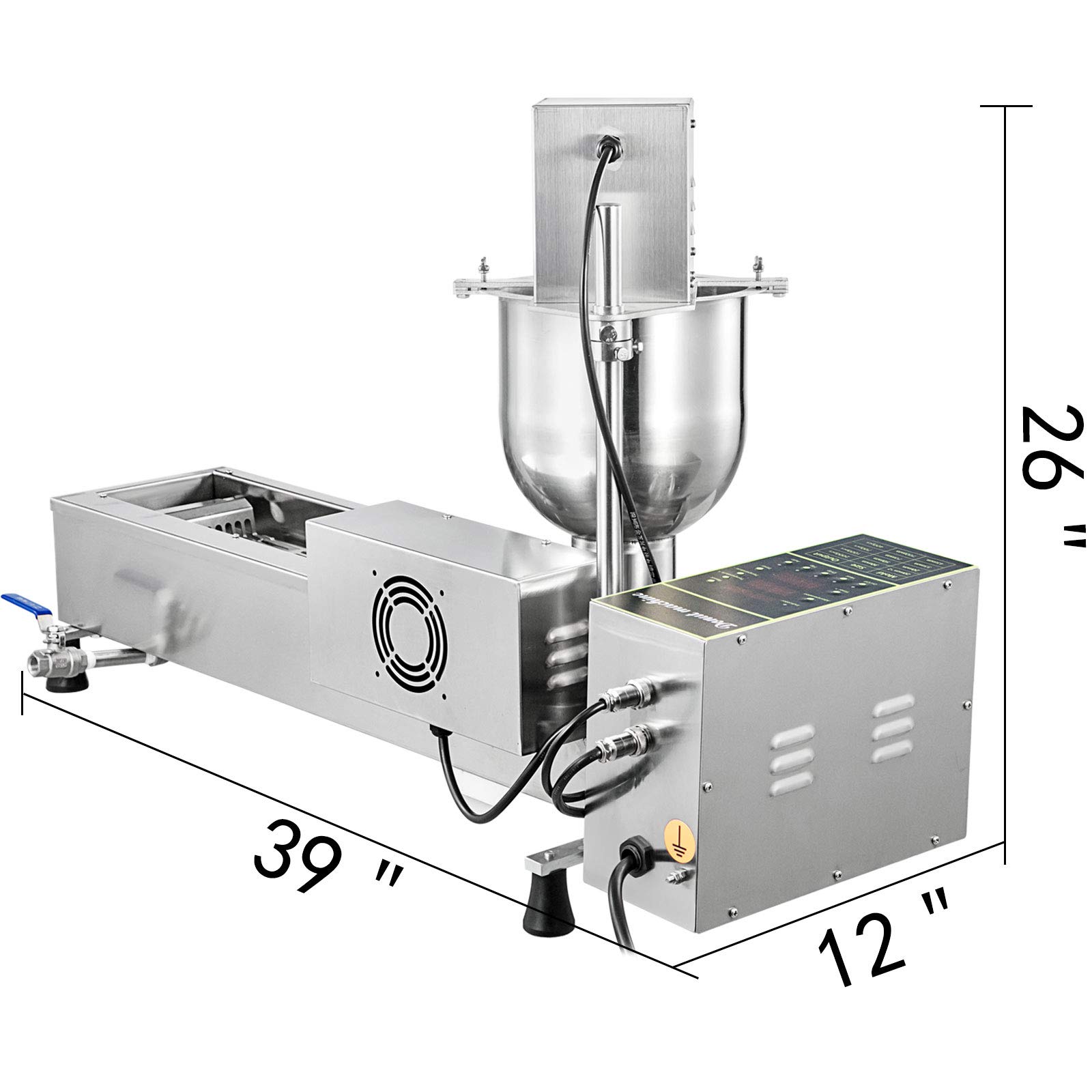 VEVOR Automatische Donut-Herstellungsmaschine, 7L, Kommerzielle Donutmaker, Donutmaschine, Donut Maker Maschine, aus Edelstahl 304, 3 Größen von Donutformen, Vollautomatisch, Intelligente Steuerung