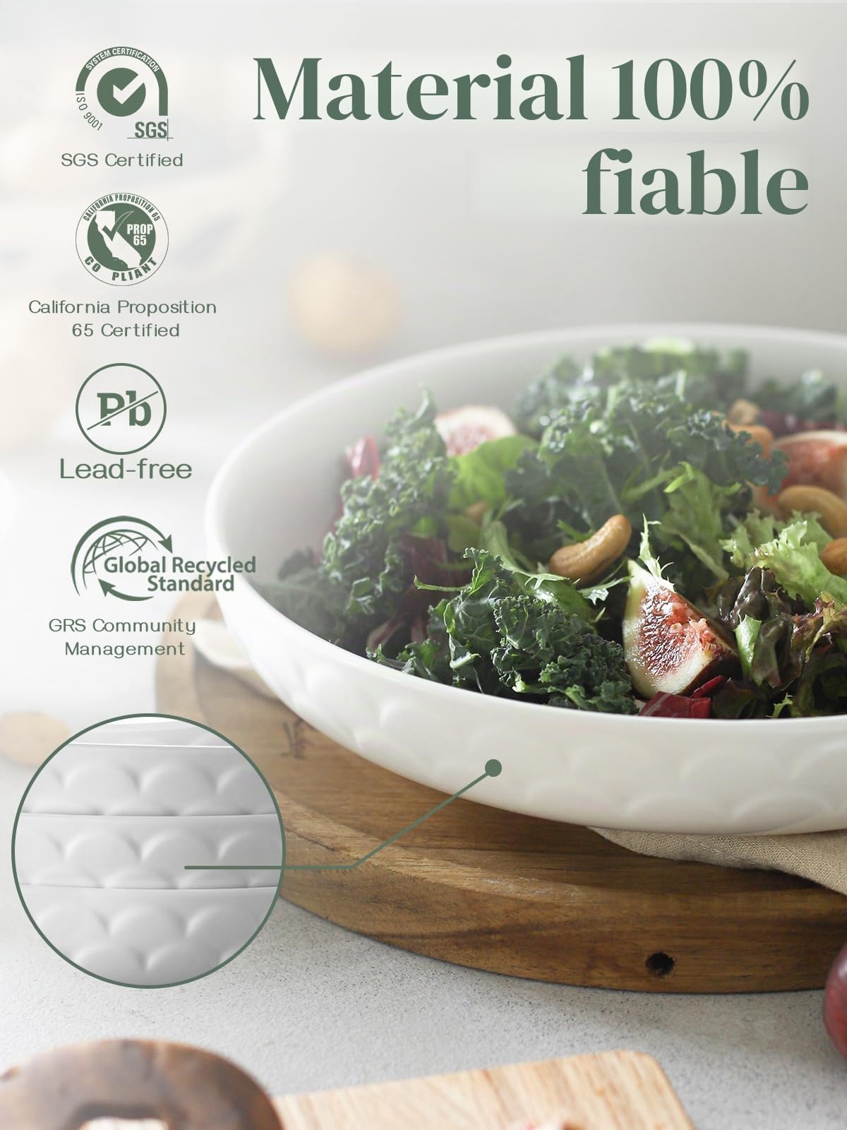 DOWAN Plato de Pastas, Plato para Ensalada de Porcelana, Ensaladera Ceramica, Tazones Desayuno Grandes, Cuencos de Servir, Cuencos Sopa, Bowls Cocina, Apto para Lavavajillas, Microondas-Φ 25cm/1400ml