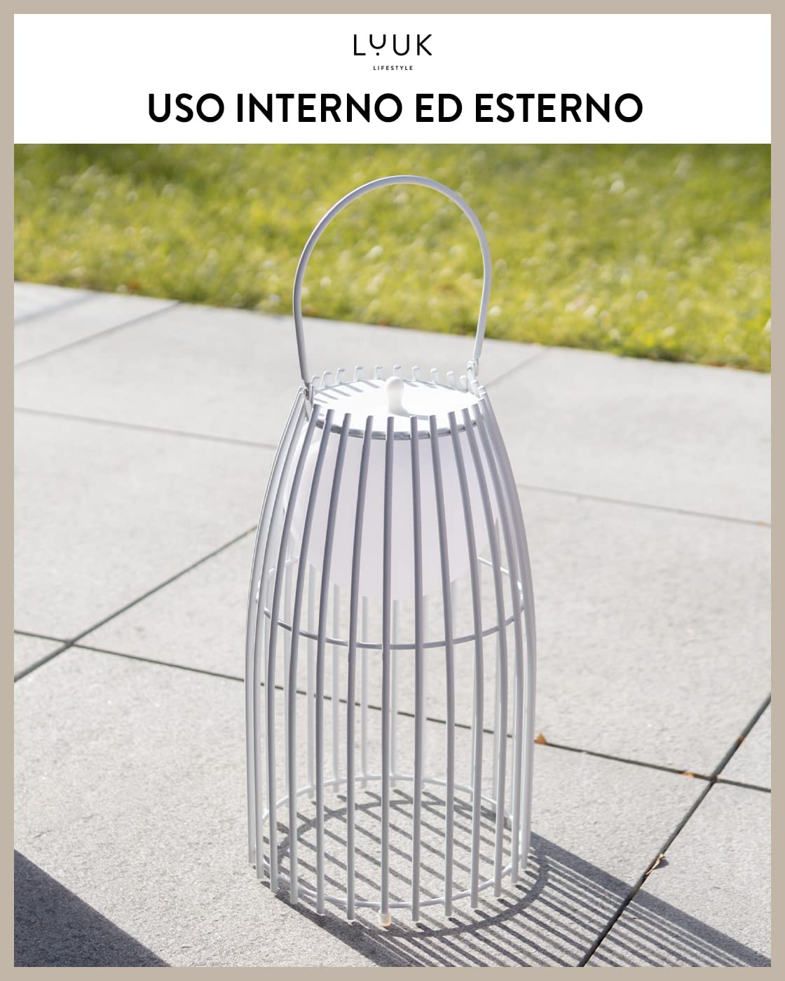 LUUK LIFESTYLE Lampada senza fili a LED, luce per interni ed esterni, disegno formale, lanterna da tavolo, porta USB, nei colori nero, bianco, verde e arancione