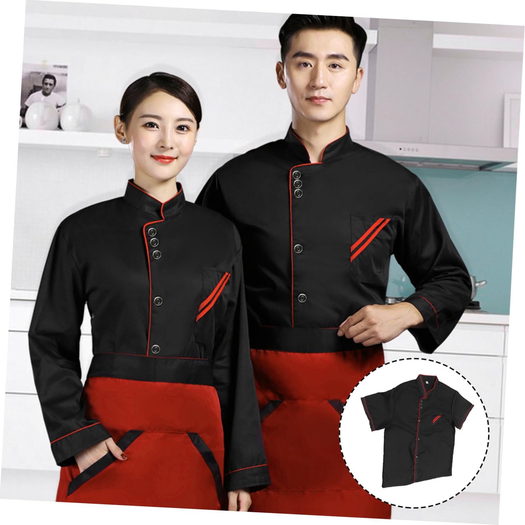 Ipetboom 3 Stück Unisex Kochjacke Kurzarm aus Atmungsaktivem Ölresistentem Material Locker Geschnittene Catering und Bäckereikleidung für Restaurant Hotel XXXL Schwarz