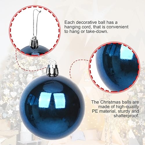 Vista 3 de 100PCS Christmas Balls Ornaments, Navy Blue Shatterproof Hanging Xmas Tree Decorations Azul marino