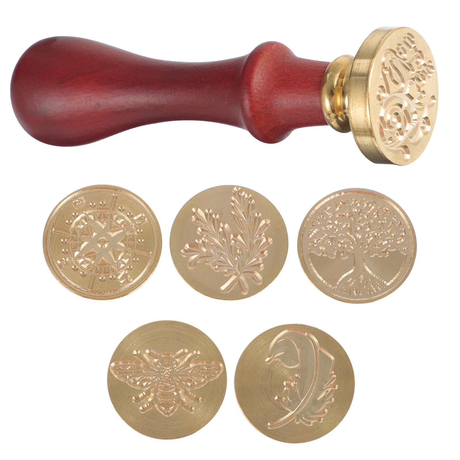 Homoyoyo Juego de Sellos de Cera de Cobre para Invitación de Boda, Kit de Sello de Lacre Mango de Madera, Diseño Retro Europeo, Adecuado para Manualidades y Decoración Diy, 1 Set