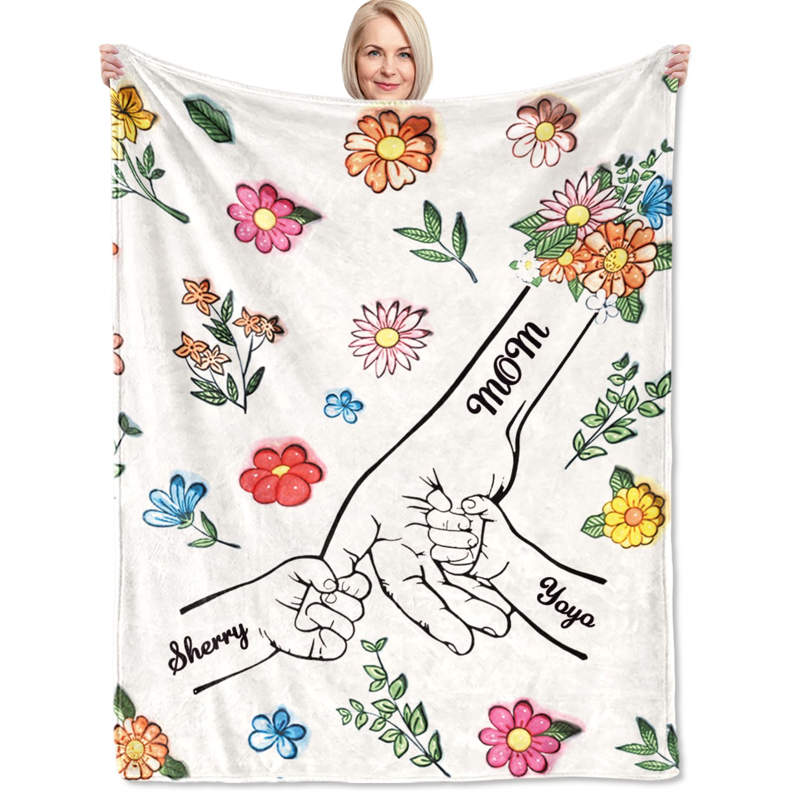 Corissy Ship Next Day, Custom Blanket with Kids Names Personalized Flannel Throw Blankets for Mom Grandma Wife Customized Mom Blanket Gifts for