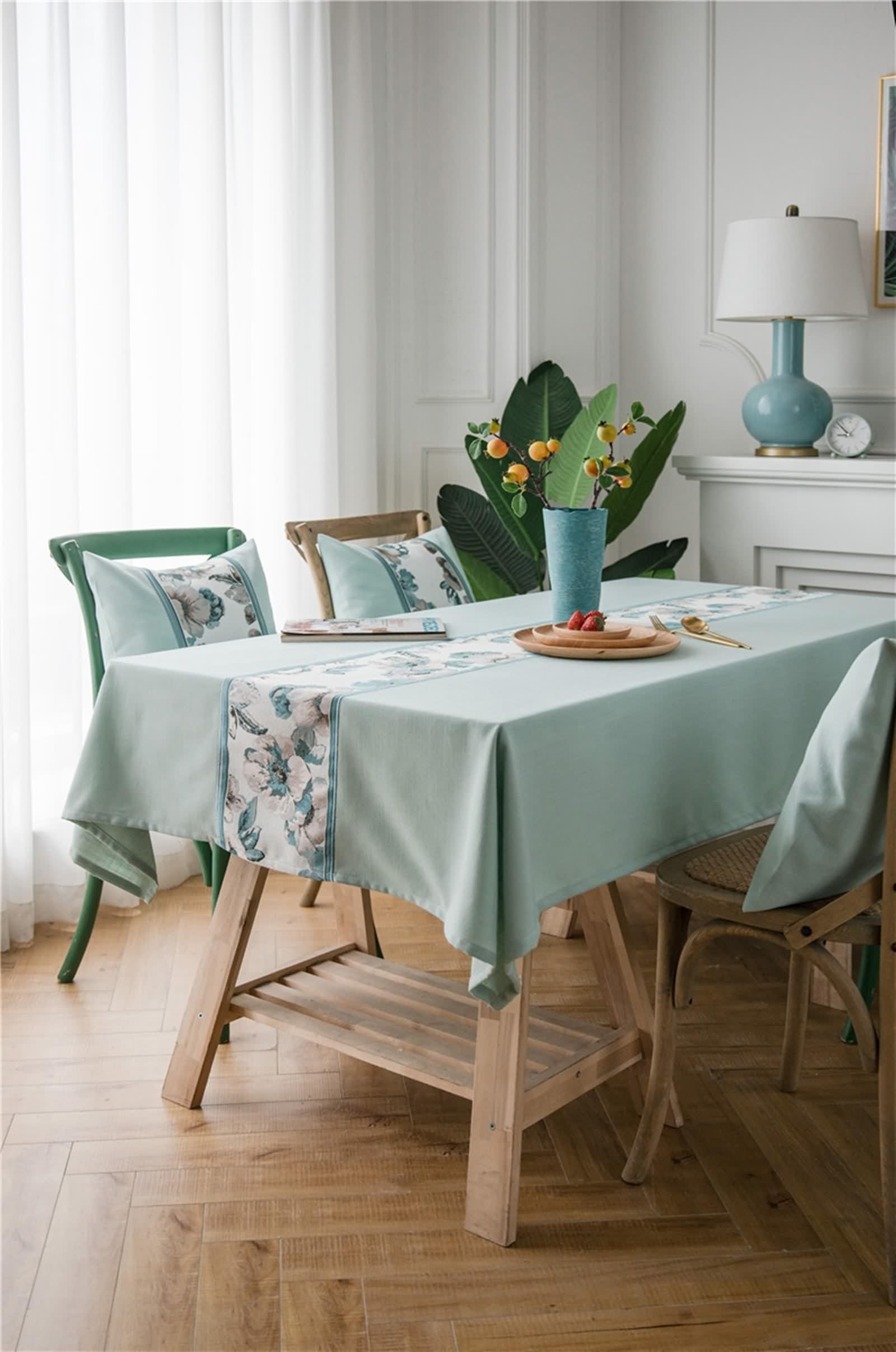 Tovaglia Cucina Fiori, Tovaglia Verde Promessa Di Matrimonio Poliestere Copri Tavolo 135X135CM per Soggiorno