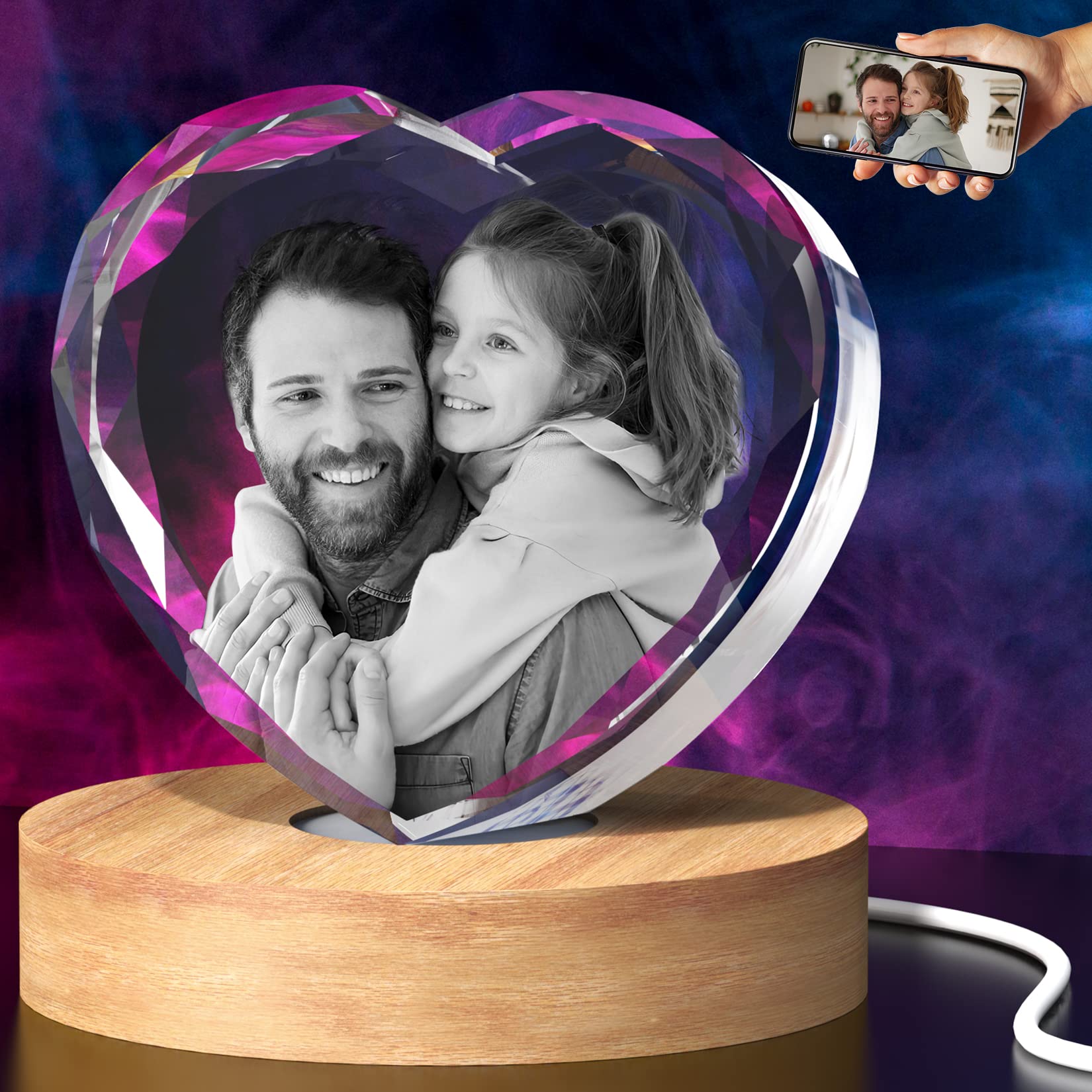 BCSTYPE 3D Crystal Photo Heart