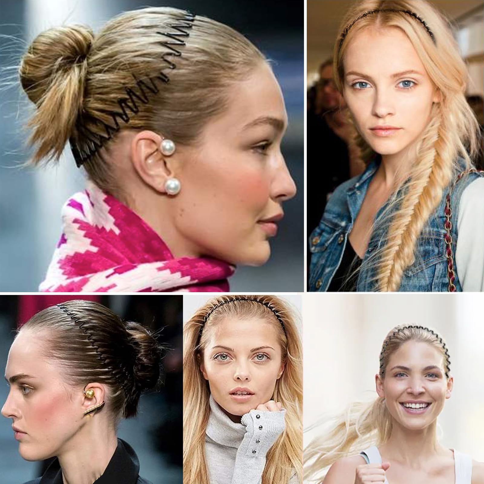 6 stuks uniseks metalen haarbanden, golfhaarband voor dames en heren, haarband voor mannen vrouwen, outdoor, jongens, sport, yoga, elastische antislip haarbanden, zwart