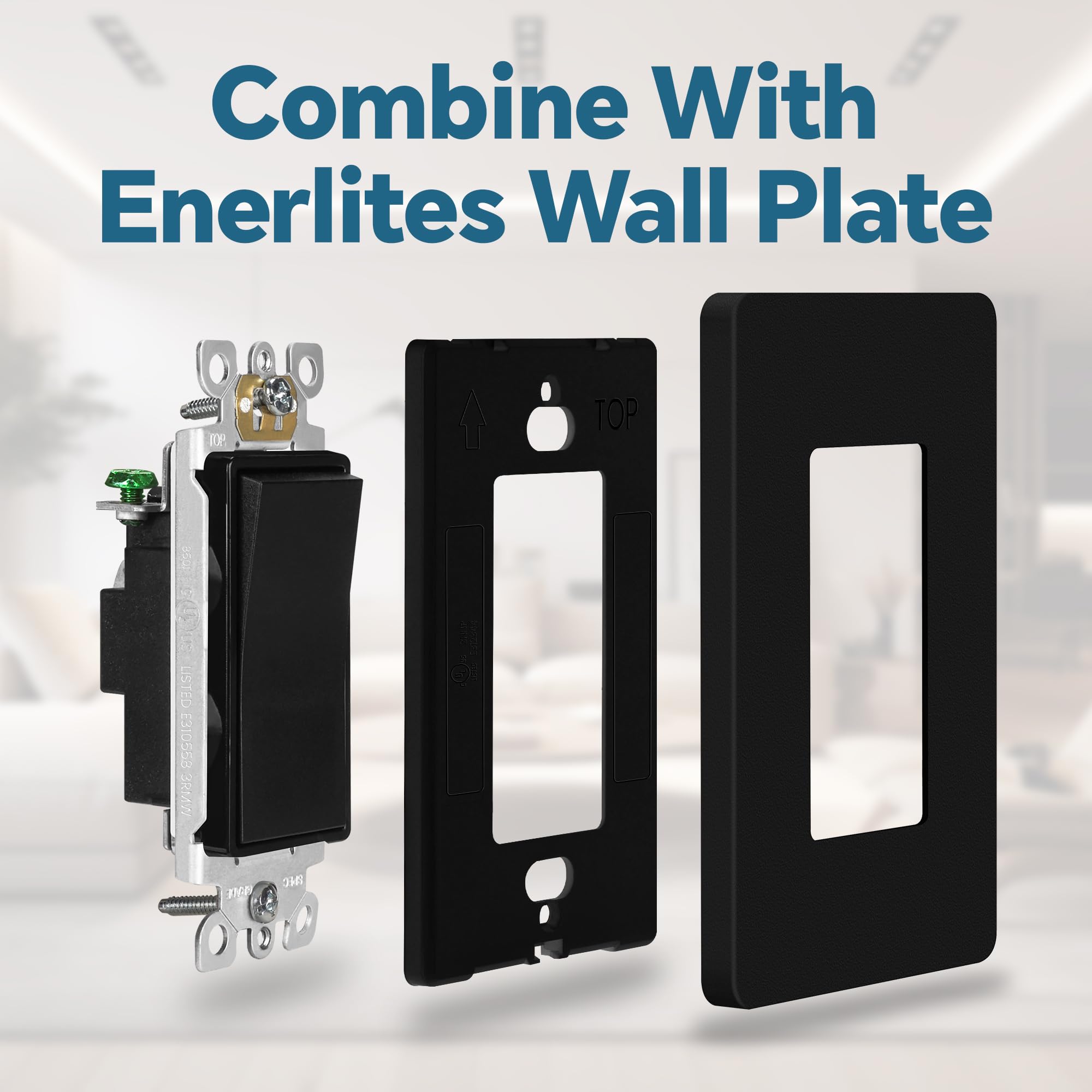 ThunderWay Matte Black Single Pole Decorator Light Switch with Screwless Wall Plate 15 A 120277 V ONOff Rocker Paddle Interrupter Self-Grounding Residential GradeUL Listed 20 Pack product thumbnail 7