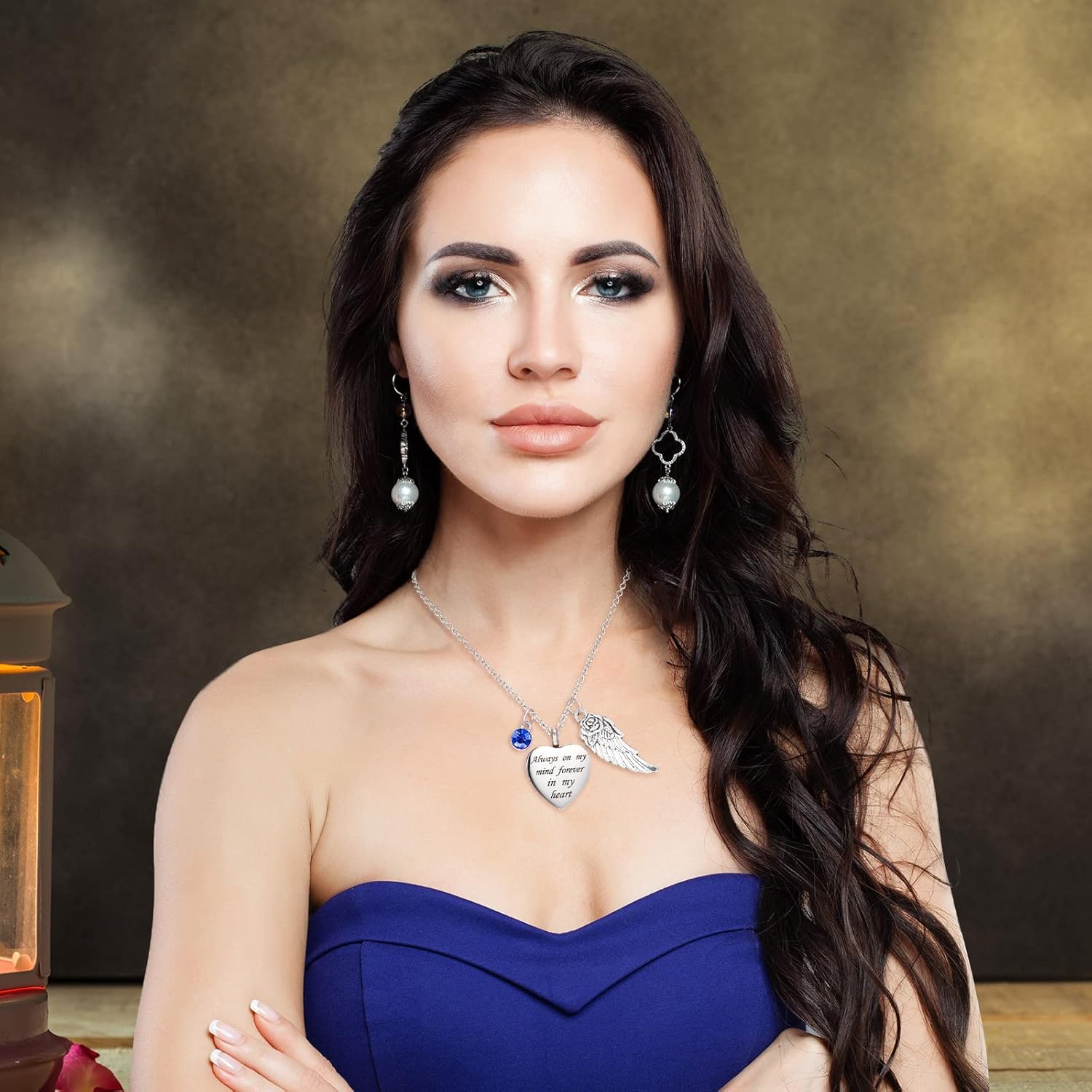 5 Pieces Heart Urn Necklace for Ashes Women Urn Stainless Steel Necklace Cremation Jewelry with 12 Birthstones for Ashes Always on My Mind - Image 5