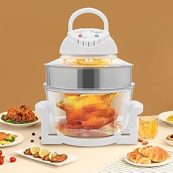 Air Fryer Oven, 17L/17.96QT Large Capacity w/ 360° View & Halogen Heating, 1400W Rapid Air Circulation for Even Cooking, 7-in-1 Airfryer Toaster Oven Combo with Digital Knobs, Non-Stick & Easy Clean