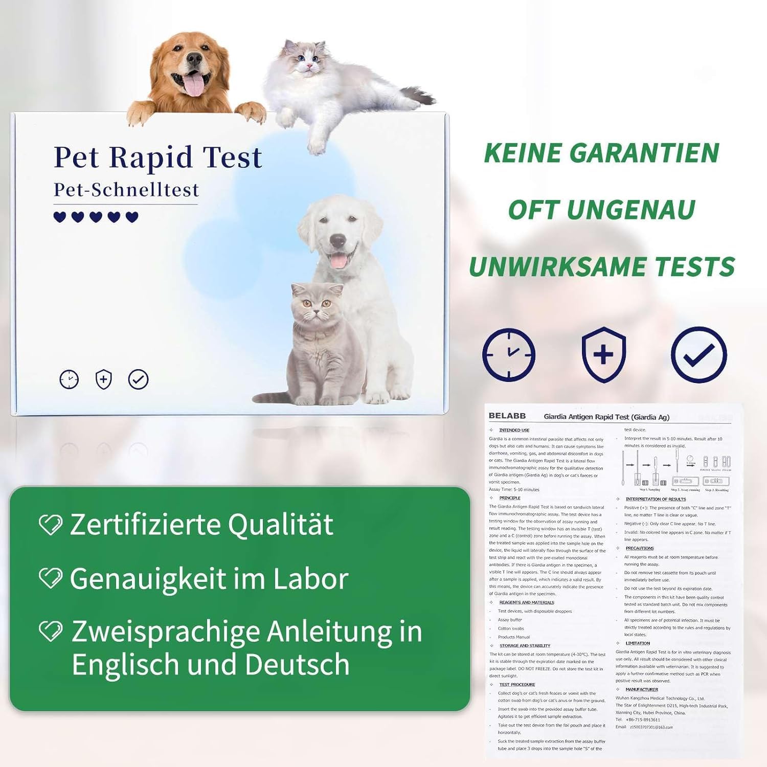 5 x Giardien szybki test dla psów i kotów, test Giardii, jakościowy test Giardia
