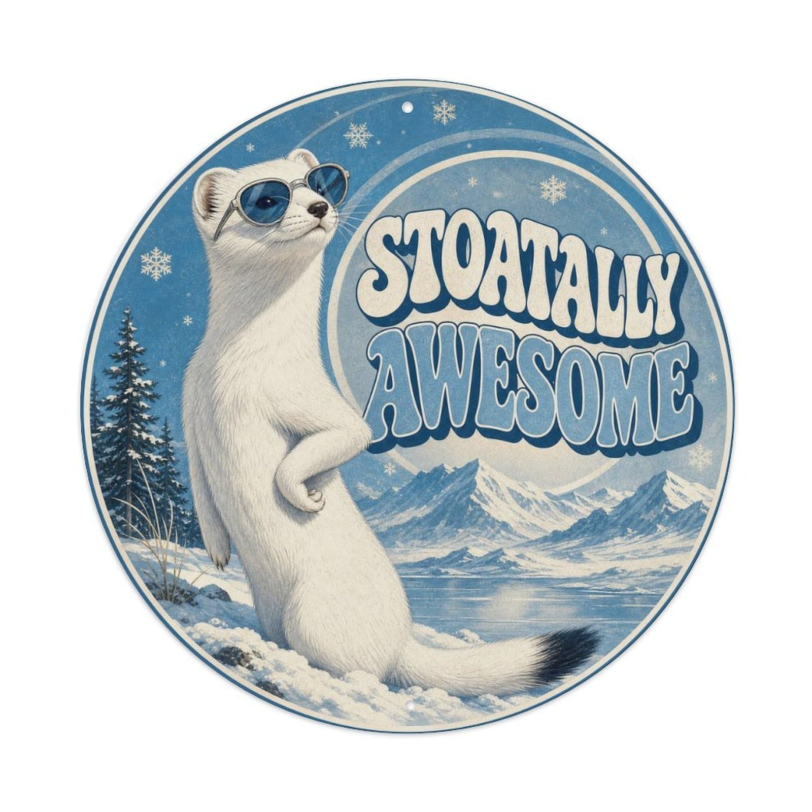 Okngb Style Stoat Cartoon Gesture Animal Humor Bold Graphic Vintage Metal Tin Sign Plaque Wall Decor For Cafe, Man Cave, Club Bar, Office, Home Garden Round Metal Poster 8X8inch