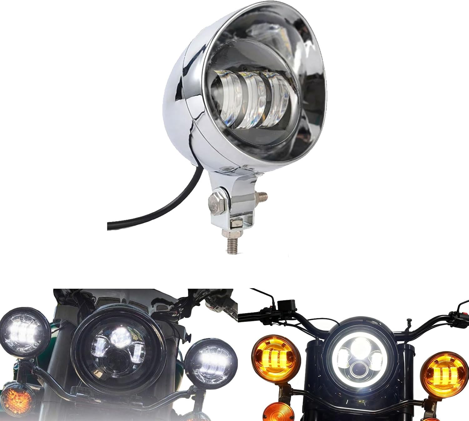 Anki HappiGo 4.5 Inch 1 PC Chrome LED Motorcycle Fog Passing Lights Auxiliary Lamp for Motorcycles Highway Cruising Urban Riding (Chrome)