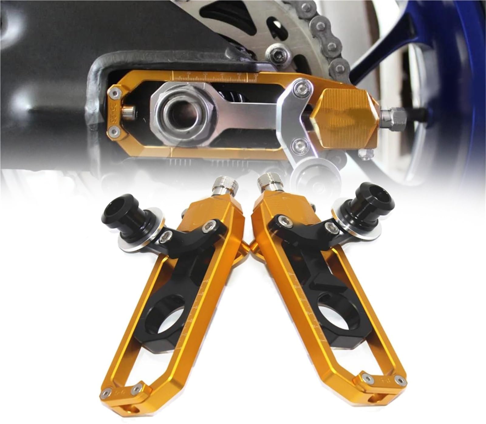 Tendeur de chaîne CNC avec bobine alu pour réglage précis de Yamaha R1 2012