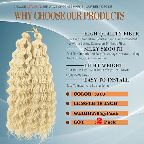 Miniatura 10 de Cabello ondulado profundo de ganchillo para mujeres negras, cabello rizado trenzado de 24 pulgadas, 2 paquetes de extensiones de cabello trenzado de