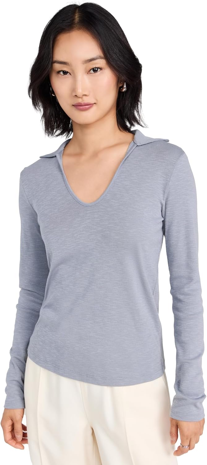 Vince Women's Long Sleeve Open Neck Polo