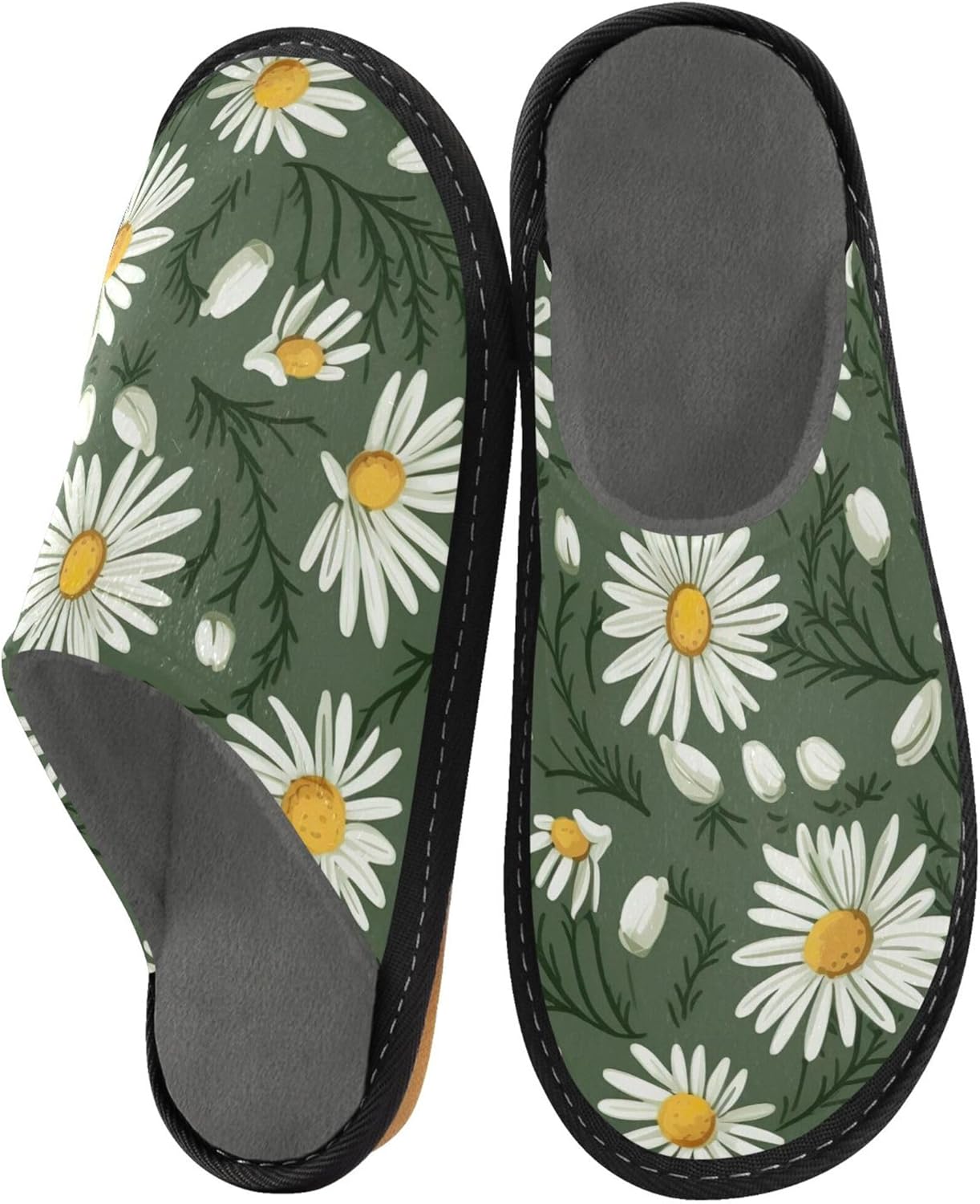 Daisy Flowers House Slippers – Cozy Fuzzy Slippers for Guests, Washable & Disposable, Perfect for Shoeless Home, Spa & Hotel Use A111402