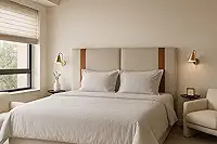 Cabeceira Dobrável ARTE Estofada Em linho 1,58 Para Cama Queen.