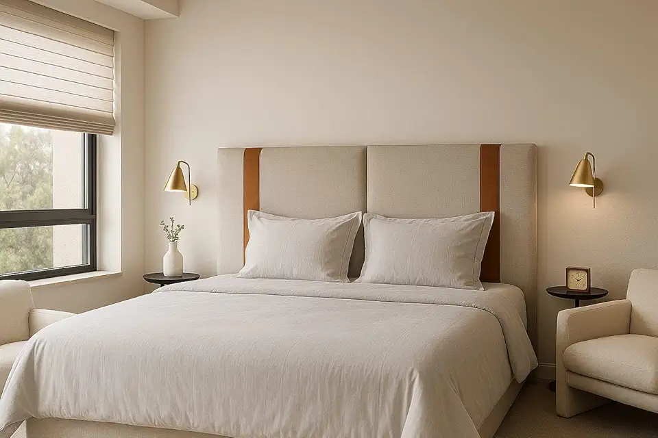 Cabeceira Dobrável ARTE Estofada Em linho 1,58 Para Cama Queen.