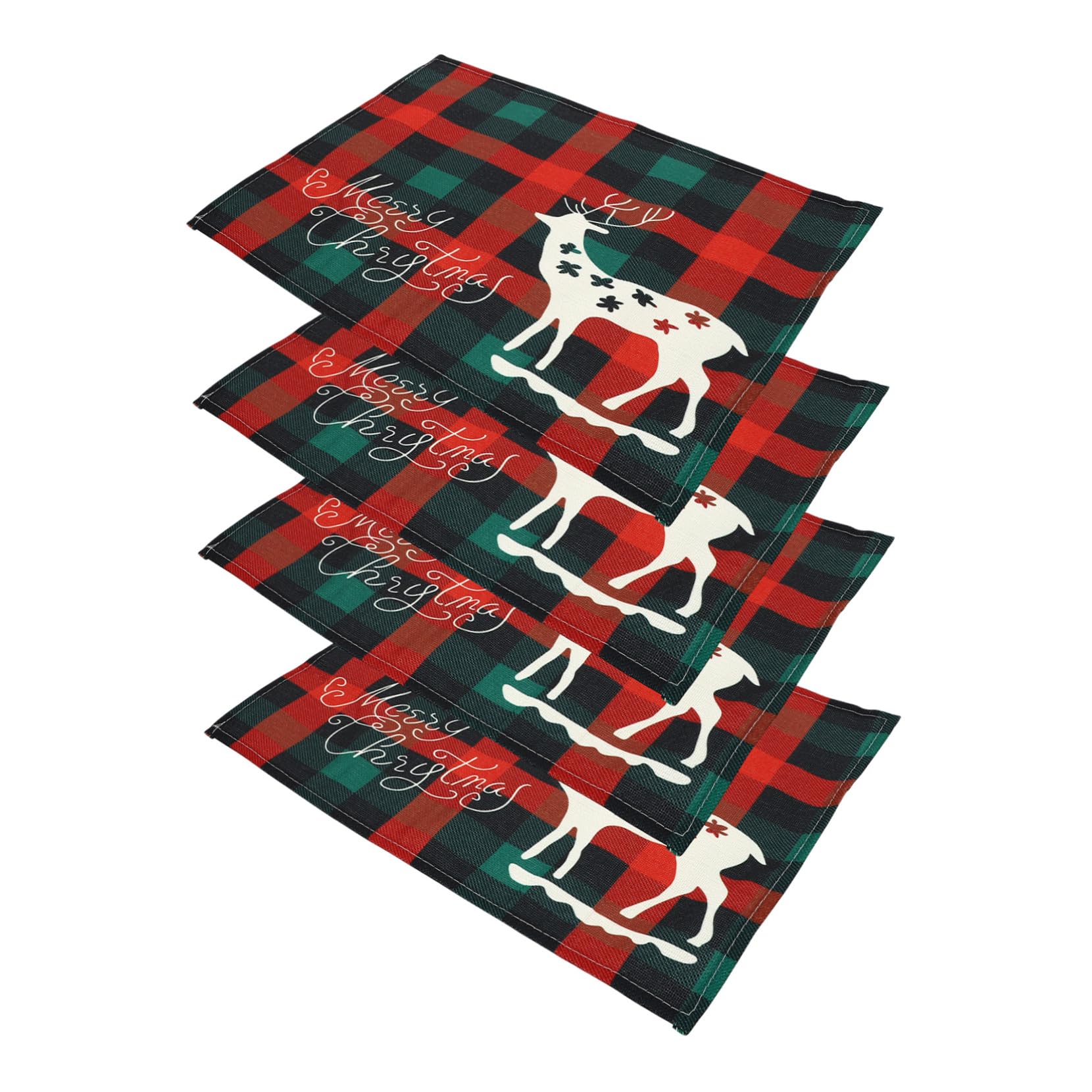 Set de table de Noël Amosfun à carreaux pour décoration de table à manger | Lot de 12 pièces