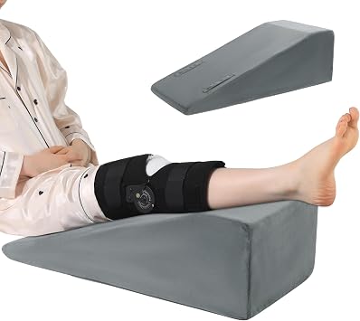 Leg Elevation Pillow with Handle, Memory Foam Leg Support Pillow for Comfortable Elevation, Extra Firm Leg Rest for Hip, Knee, Foot & Ankle Support single leg