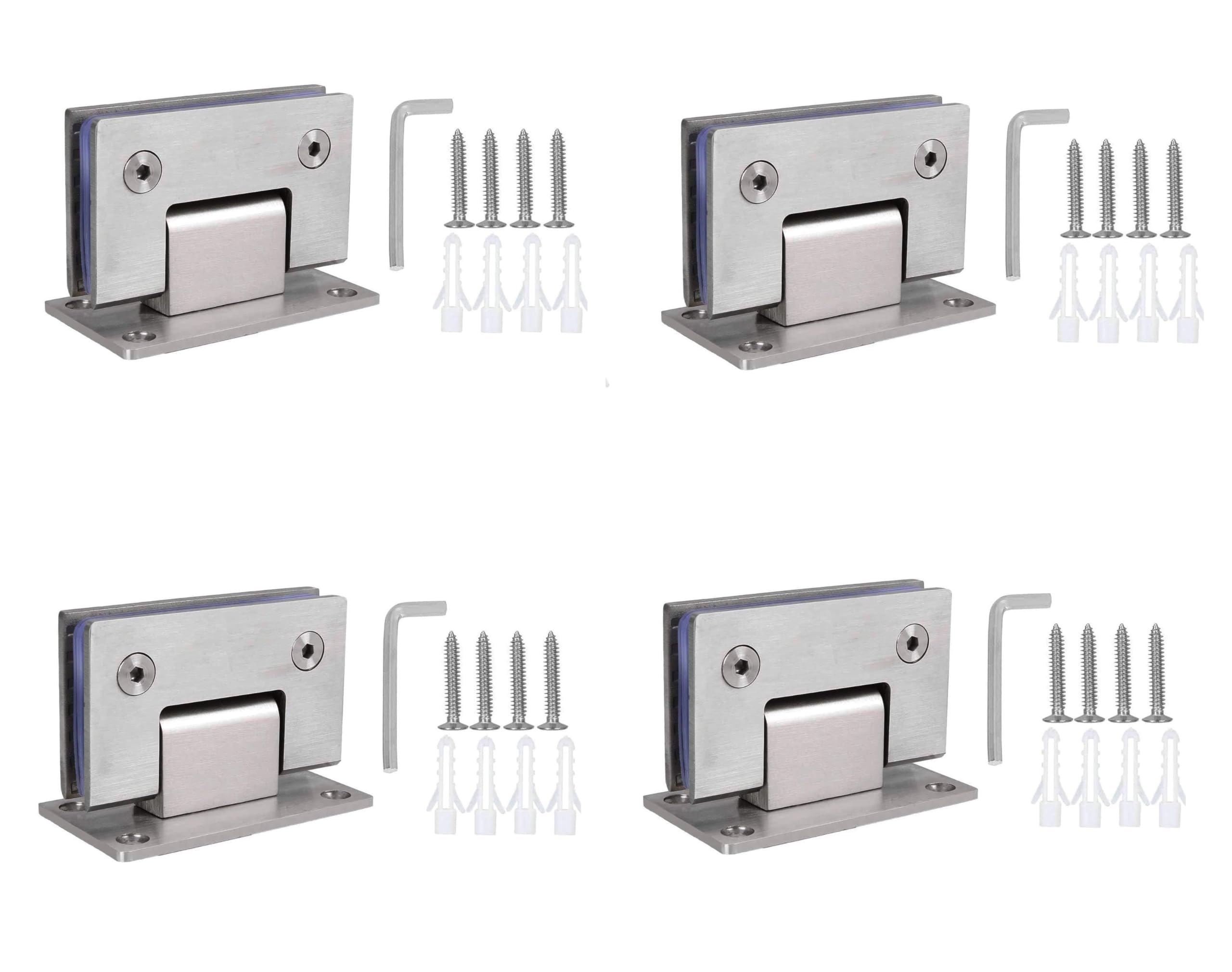 RAB Shower Hinges, Stainless Steel 202, for Glass Doors (Code:-Hing SS 202, 90 Degree Wall to Glass, Pack of 4 PCS)