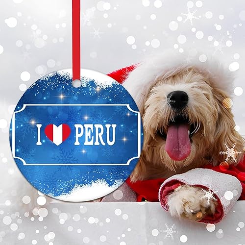 Miniatura 6 de WoGuangis Peru - Adornos para árbol de Navidad con texto en inglés "I Love Christmas", decoración de árbol de Navidad de Perú, Viajero del mundo,