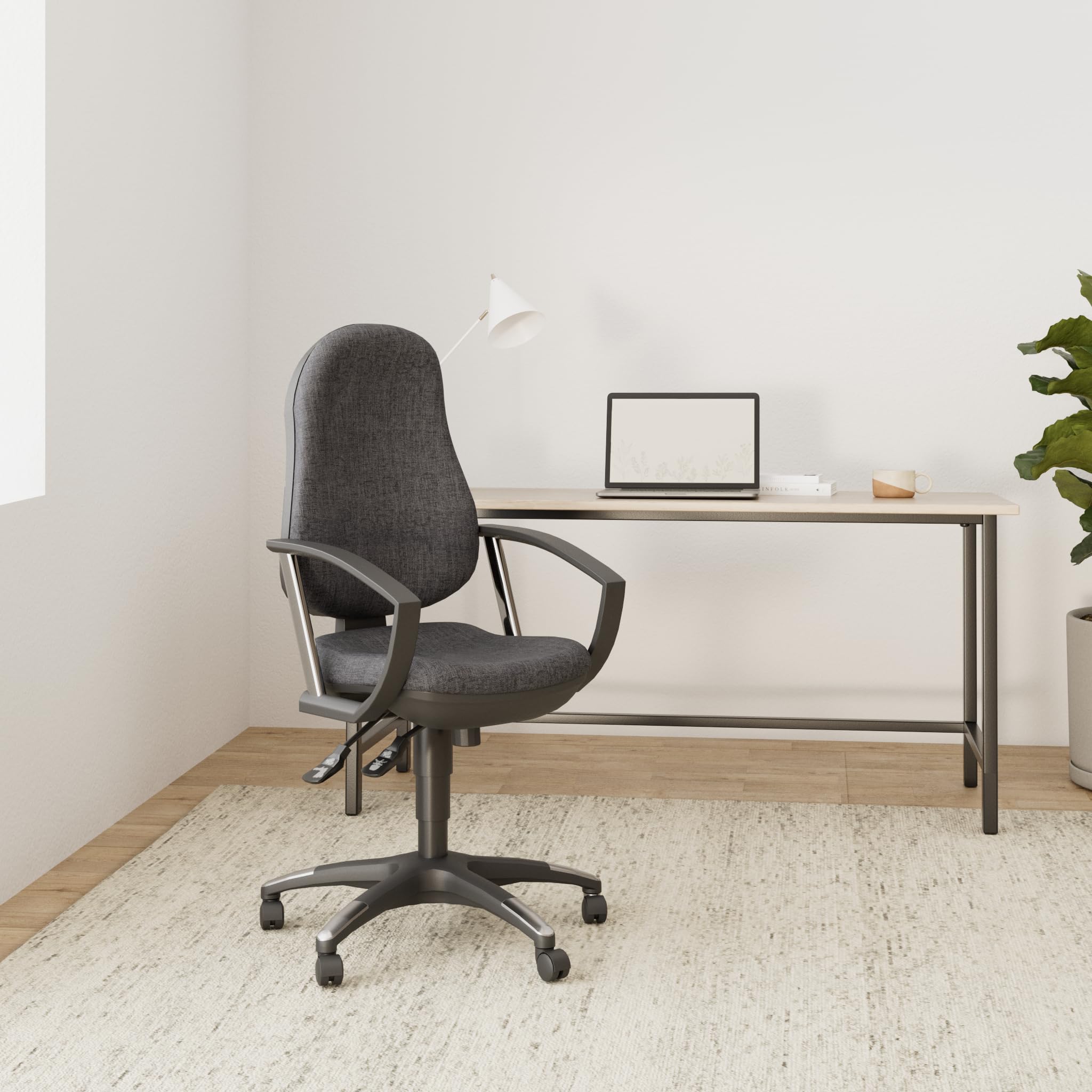 Topstar 9020AG22, Trend SY 10, Bürostuhl, Schreibtischstuhl, ergonomisch, mit Armlehnen, Bezugsstoff anthrazit, 110 x 56 x 45