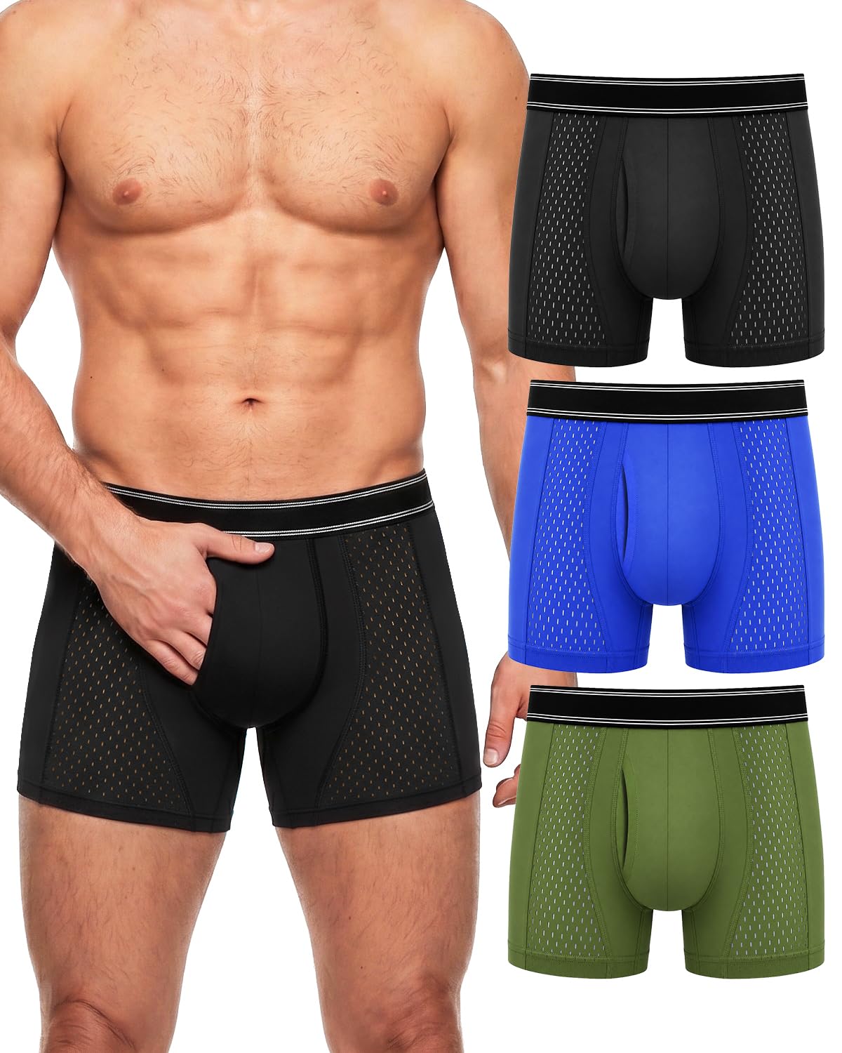 Men's Incontinence Underwear - Leakproof Boxer Briefs with Fly Opening, L