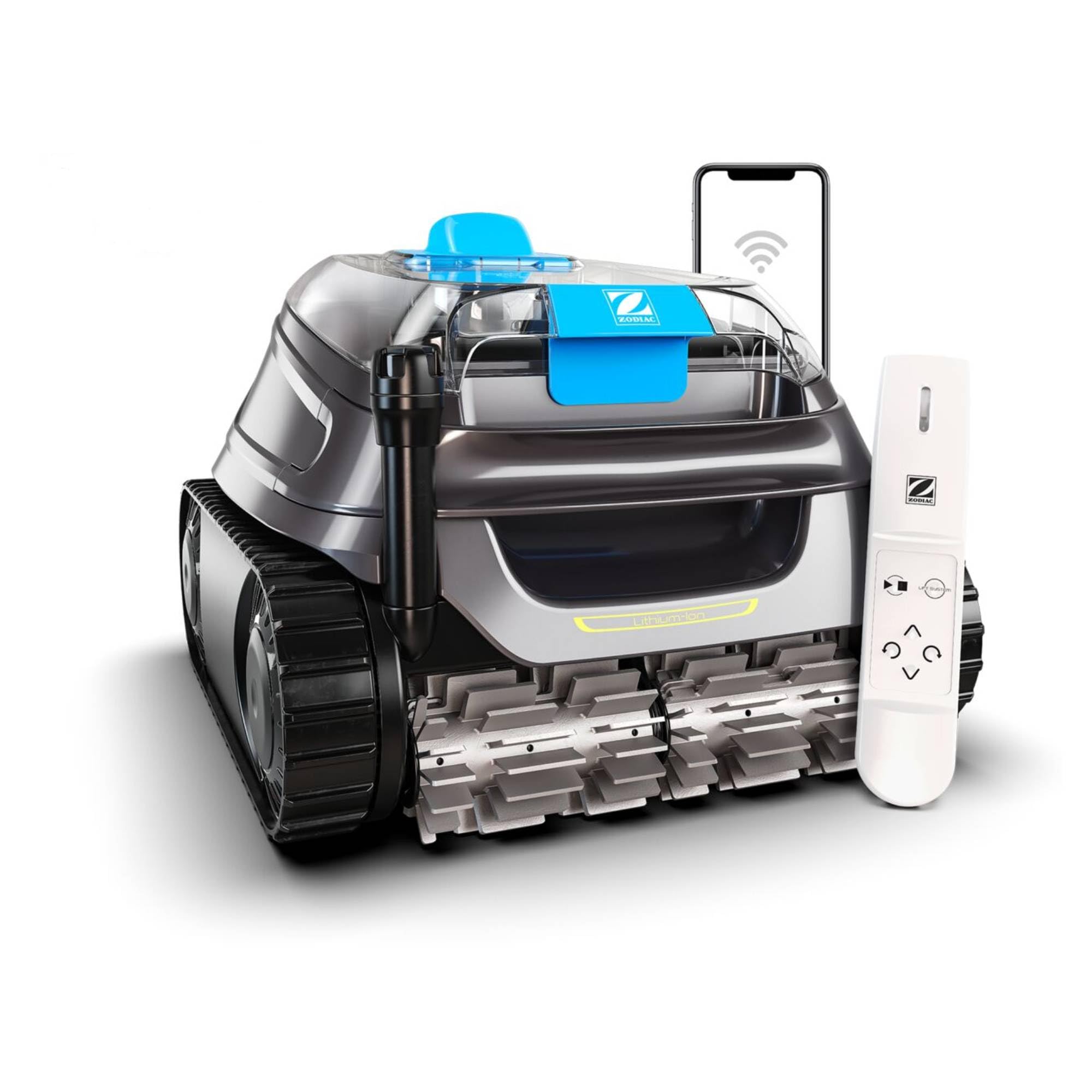 Zodiac Freedom + Control - Robot Limpiafondos Automático Piscinas hasta 12x6m. Control Remoto y Sistema de Retorno vía App. Batería de Litio. Limpia Fondo, Paredes y Línea de Flotación