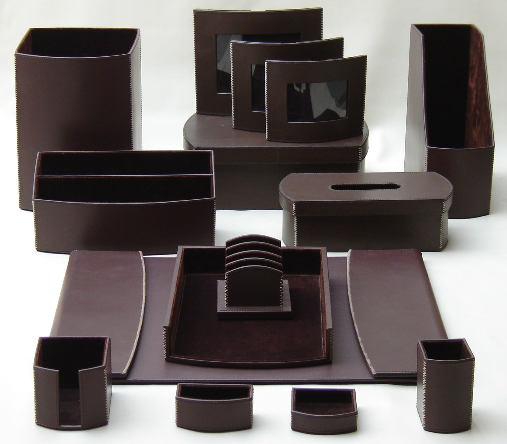 Artikle All in One Leather and Suede Desktop Organizer Set