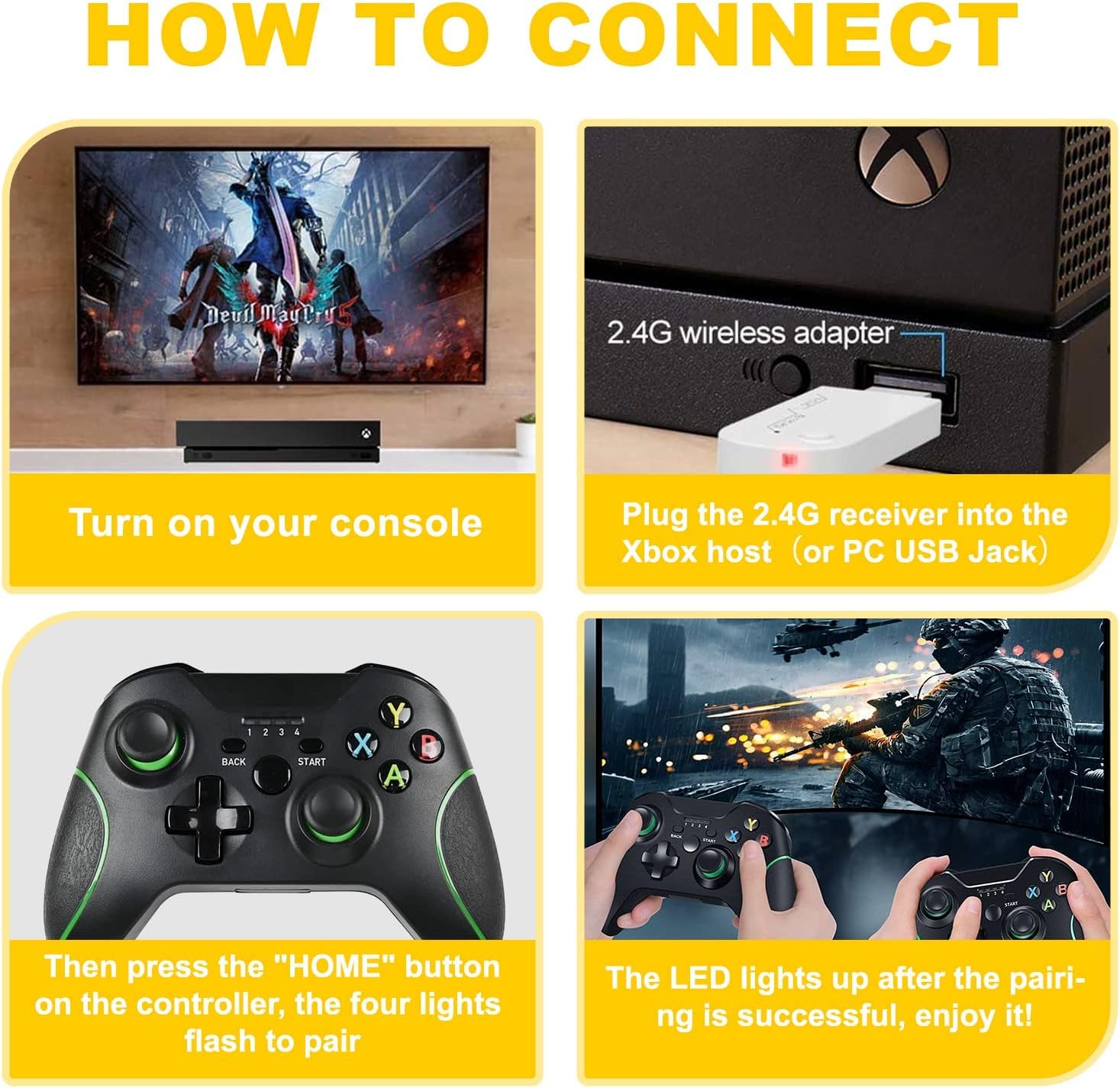 Game Controller for Xbox one, 2.4GHz Wireless Controller with 3.5mm headphone Audio Jack for Xbox one, Replacement Controller with Built-in 800mAh Battery for Xbox One X/S Xbox One Series X/S, Black