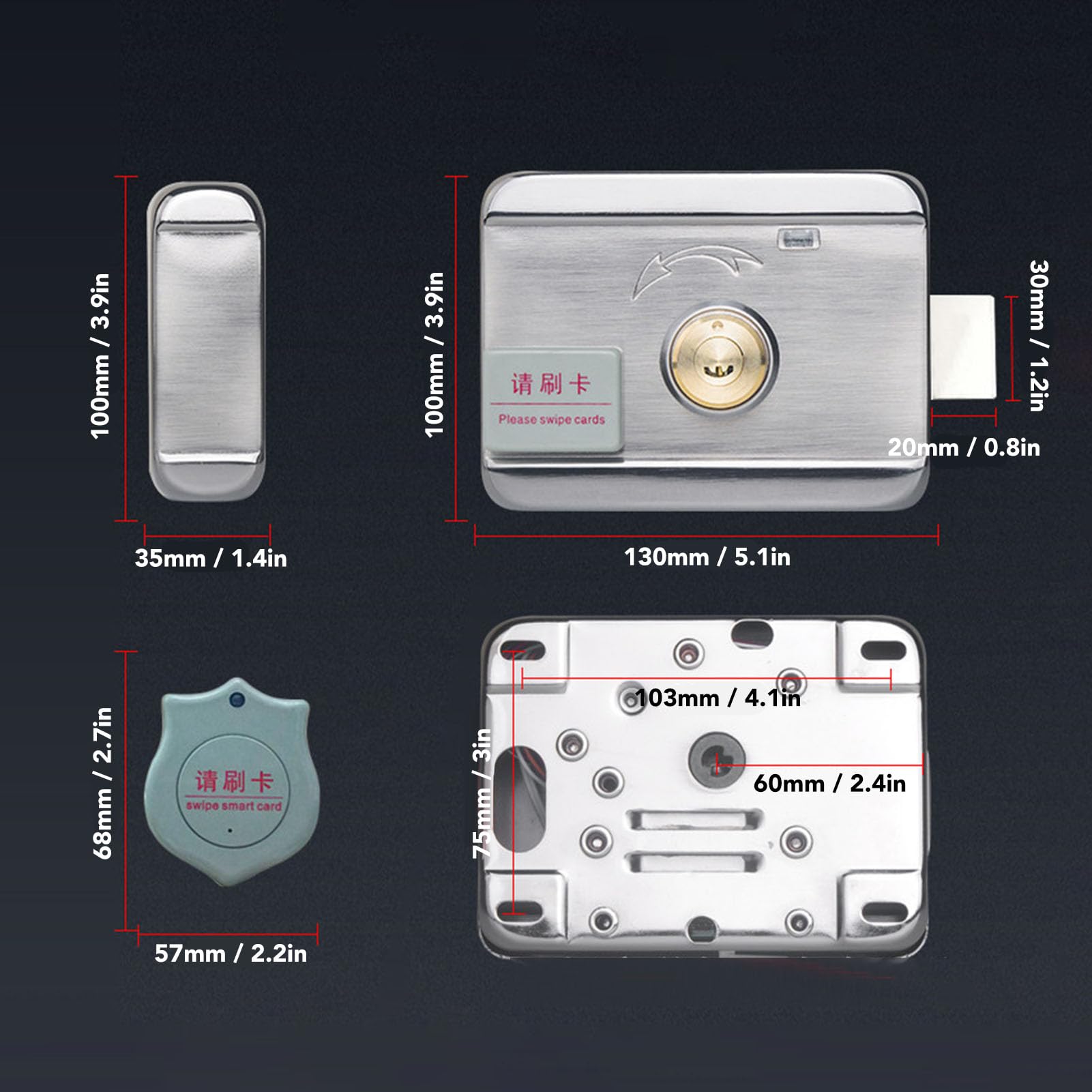 Serratura Elettrica Elettronica per Porta Esterna, Magnetico e Infrarossi, Installazione Senza Fili, 88mm, Smart e Silenziosa - Sicurezza Elevata per Casa e Ufficio