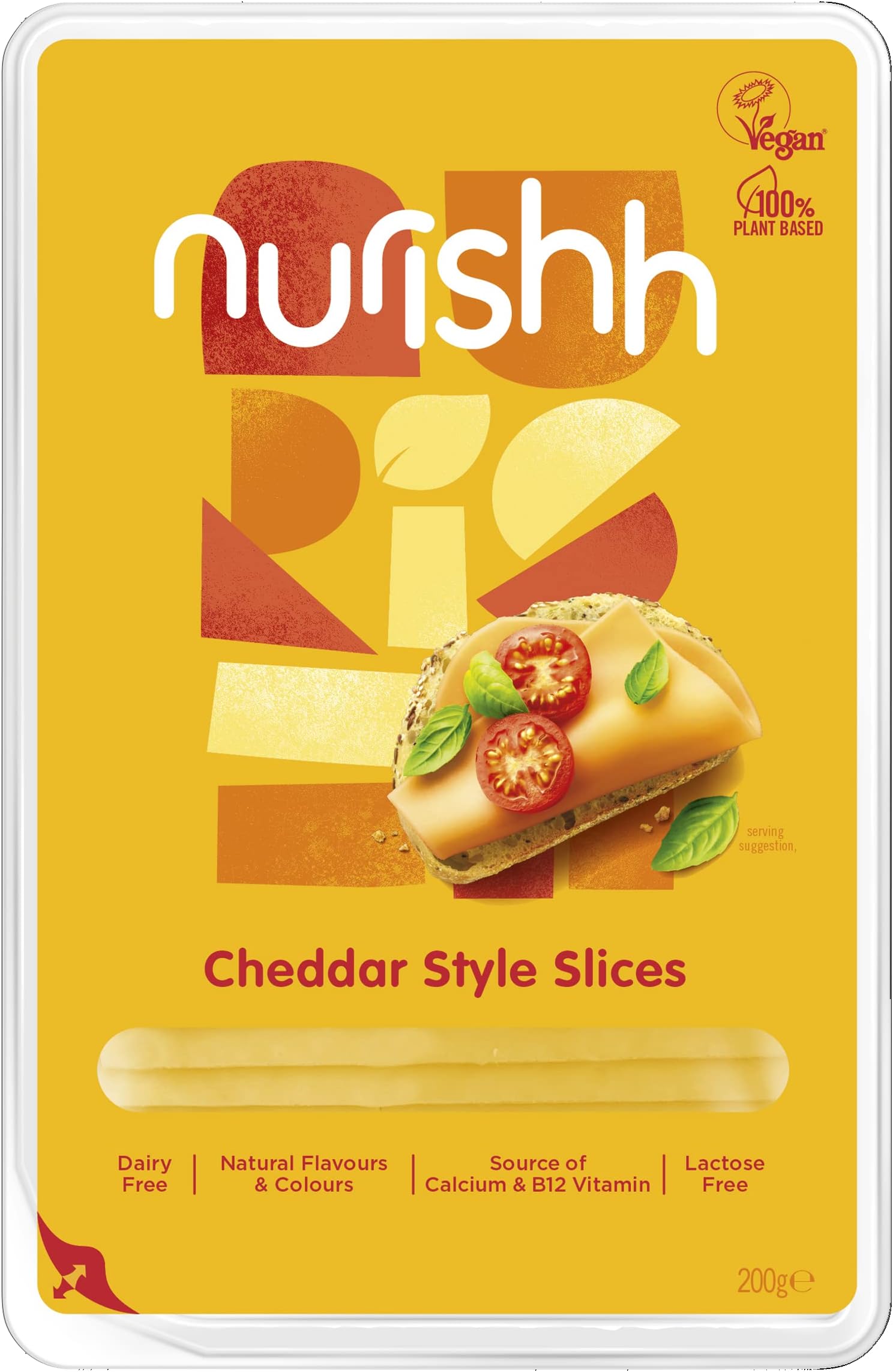 Nurishh Vegan Alternative to Cheese Cheddar Style Slices, 200g
