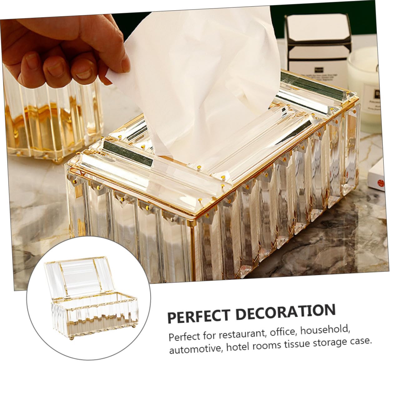 NUOBESTY Boîte à Mouchoirs et Résistant à l'usure Facile à Remplacer en Cristal Blanc Couvercle, Design Moderne pour Restaurant et Salons