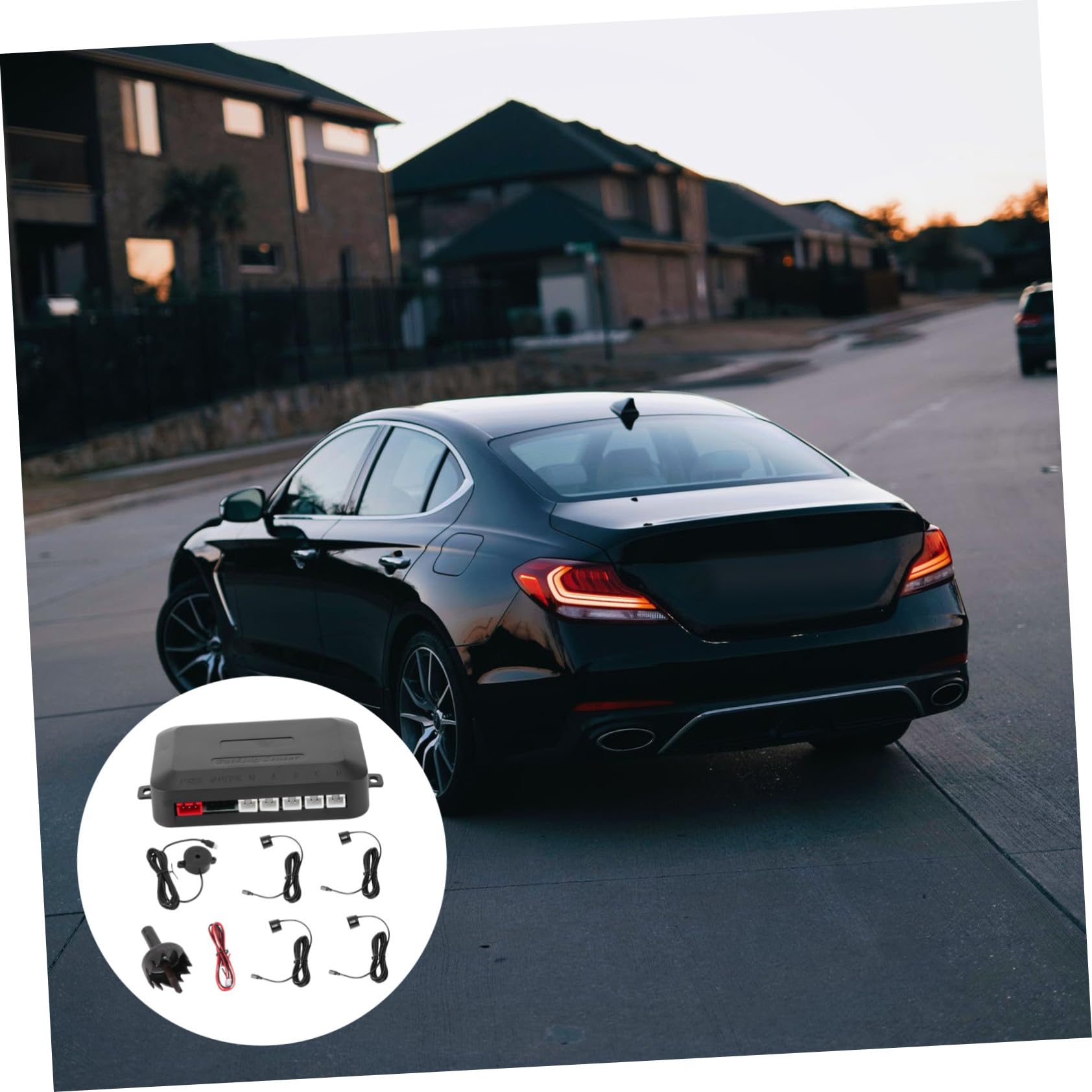 Sensori di Parcheggio Auto Ldfm01 con 4 Sensori Neri Abs | Configurazione a 4 Sensori, Doppia CPU e Chipset Avanzato, Rilevamento in Retromarcia per Auto