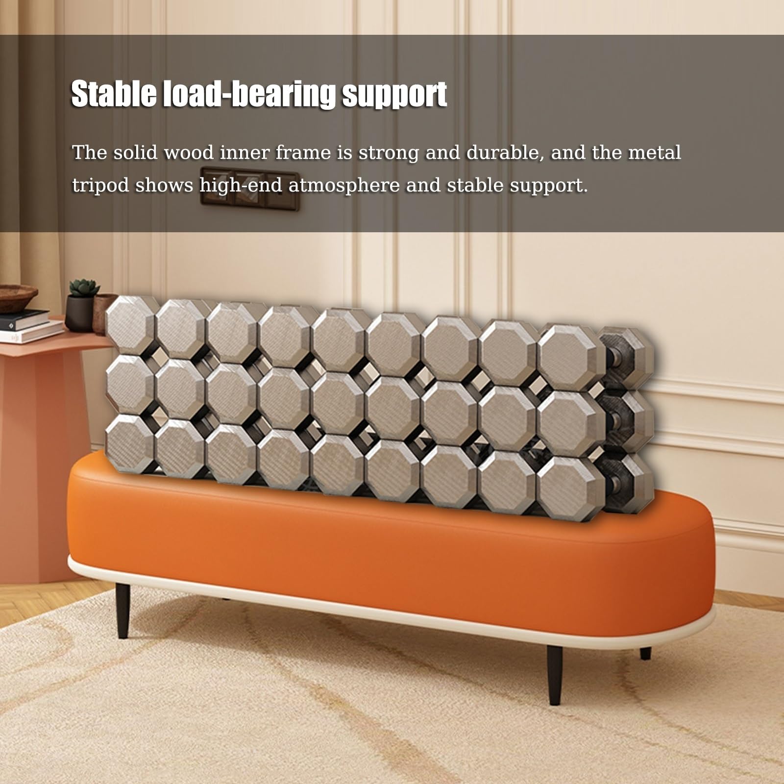 Stilvolle Ottomane aus Kunstleder für Schlaf- und Wohnzimmer – Schuhablage am Fußende des Bettes mit Metallbeinen, Tragkraft 150 kg, ideal für Eingangsbereich und Flur.