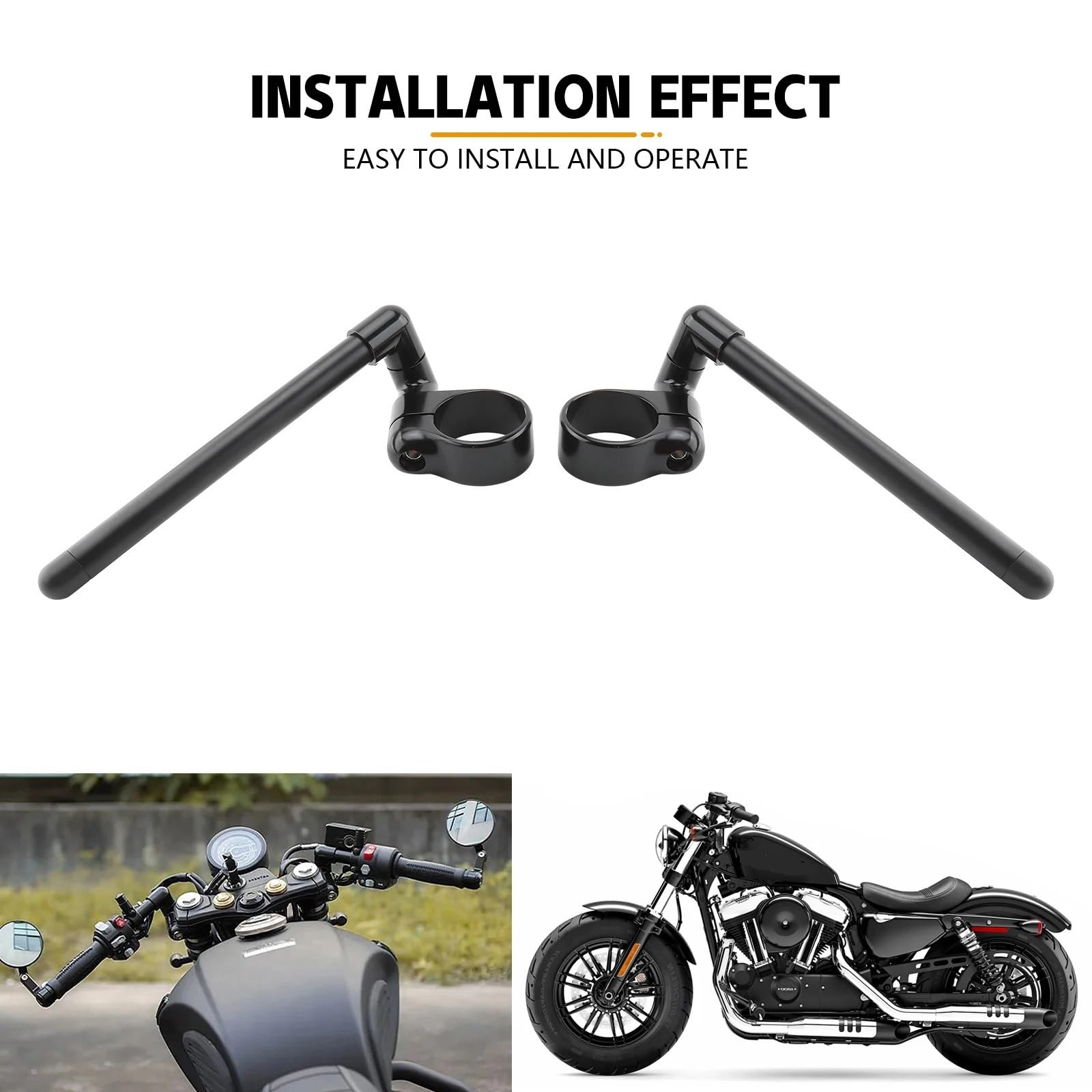 manubri moto Clip divisa per manubrio per moto nero | Sulla forcella 35 37 39 45 49 50 52 58 MM Morsetto montante
