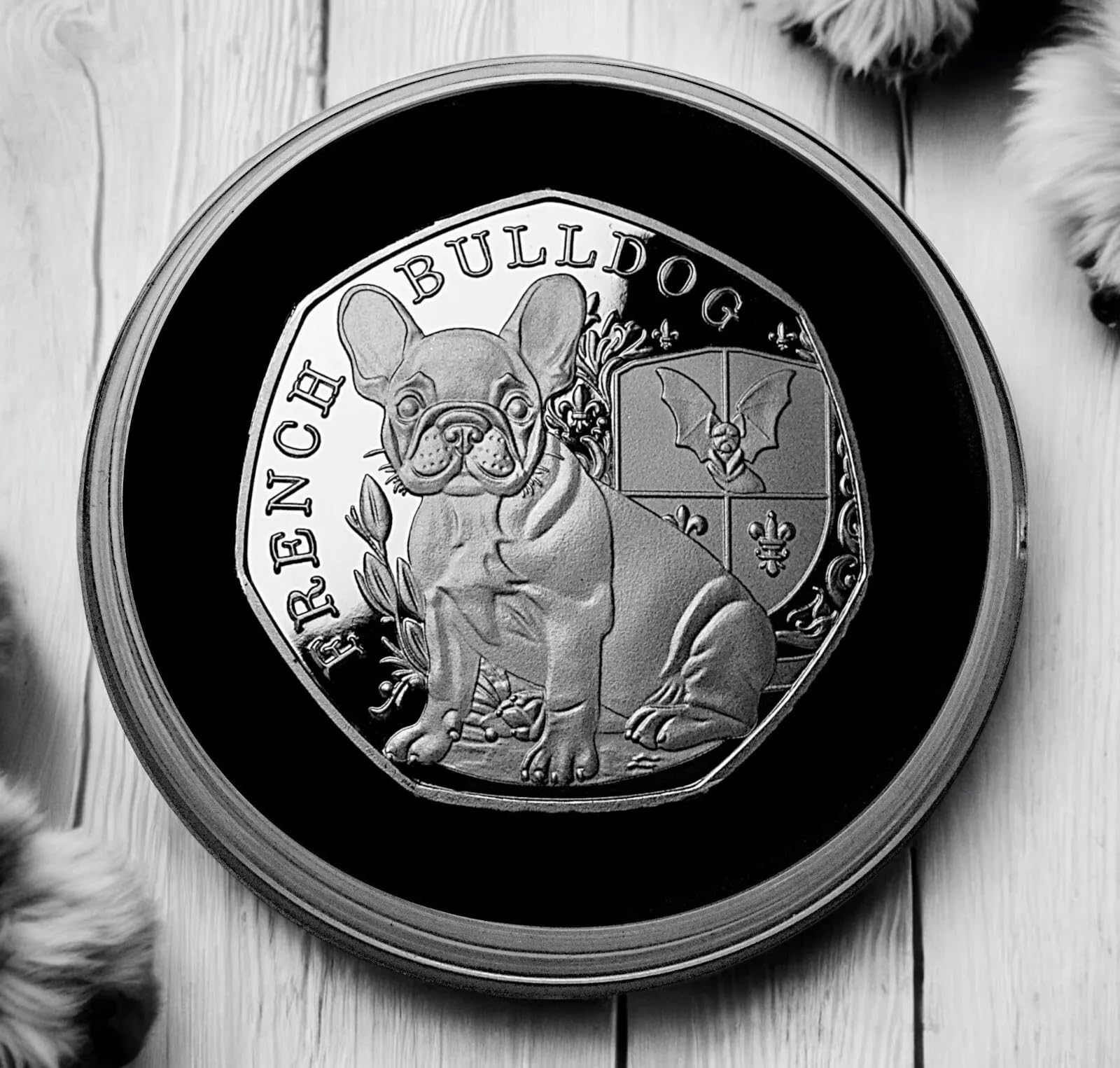 The Commemorative Coin Company French Bulldog Silver Commemorative in Capsule. Family Dog. Frenchie/Puppy/Pup/Dog Man's best friend