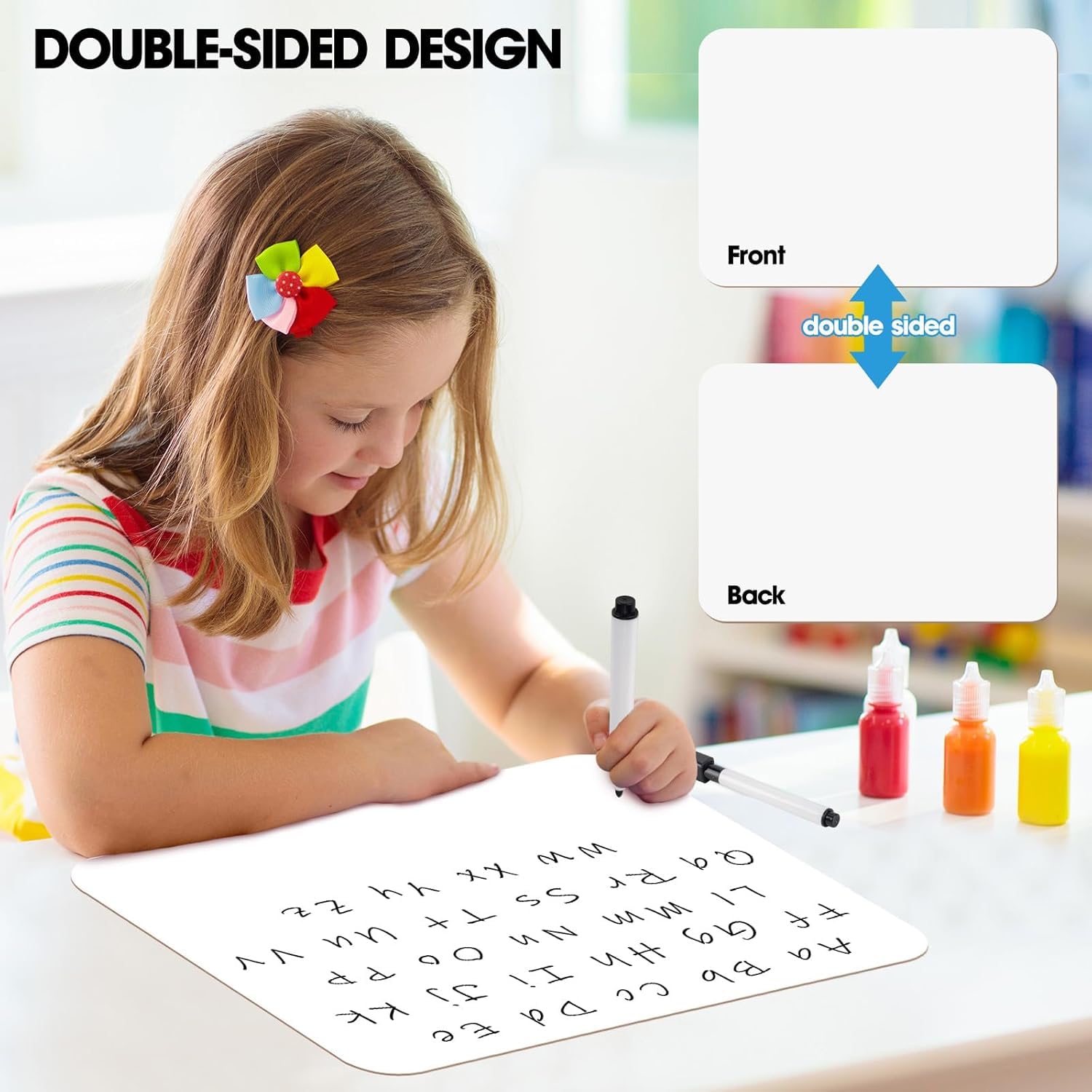 6Pack Small A4 White Board Dry Erase Boards, 21 x 30 cm Double Sided Mini Portable WhiteBoards Lapboards for Office Supplies - Image 4
